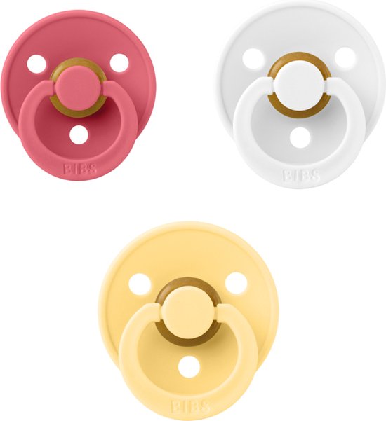 Bibs fopspeen 6-18 maand set 3 stuks Dusty Pink,White en Pale butter maat 2 van Bibs