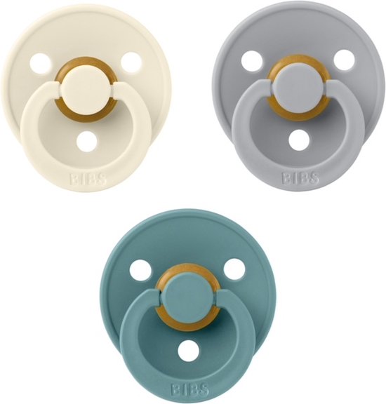 Bibs fopspeen 6-18 maand set 3 stuks Ivory,Cloud en Island Sea maat 2 van Bibs