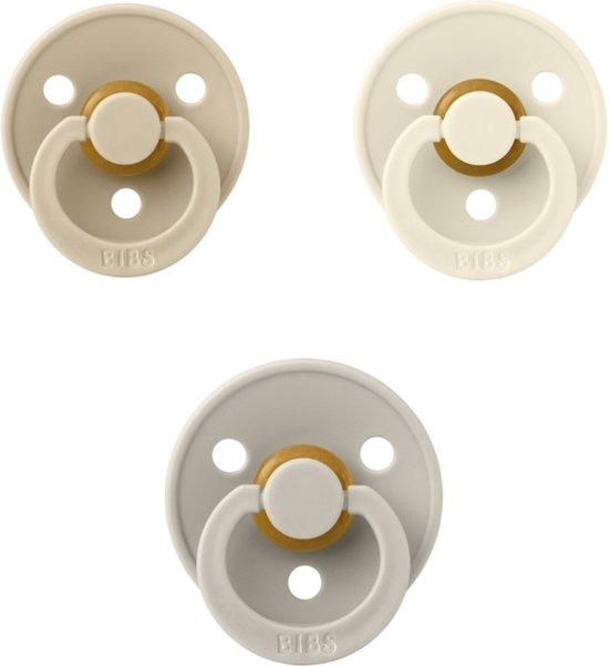 Bibs fopspeen 6-18 maand set 3 stuks Ivory,Vanilla en Sand maat 2 van Bibs