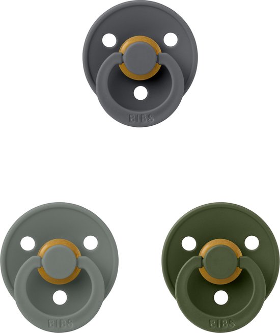 Bibs fopspeen 6-18 maand set 3 stuks Pine,Hunter Green en Iron maat 2 van Bibs