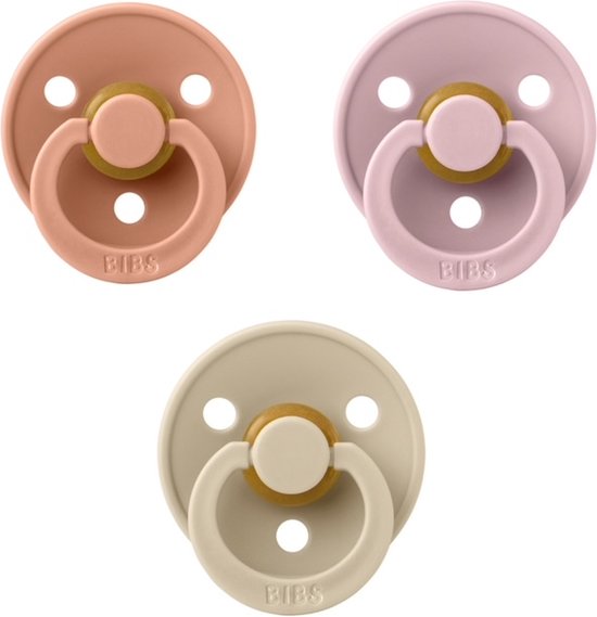 Bibs fopspeen 6-18 maand set 3 stuks Vanilla,Dusky lilac en Peach maat 2 van BIBS