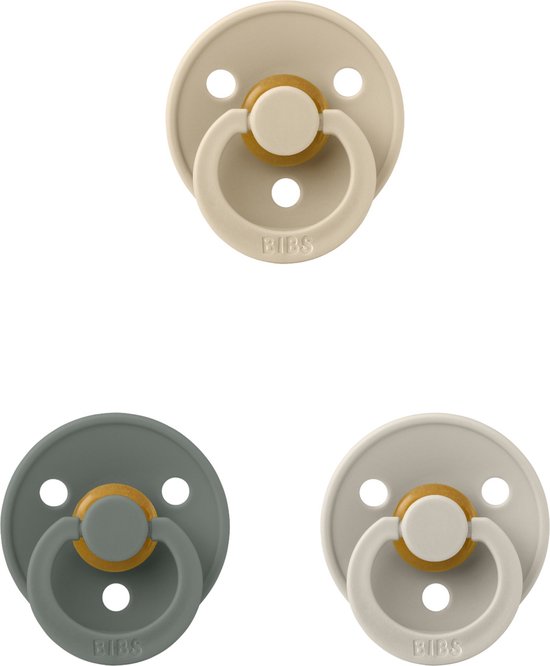 Bibs fopspeen 6-18 maand set 3 stuks Vanilla,Sand en Pine maat 2 van Bibs