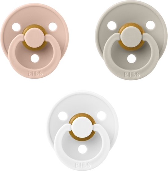 Bibs fopspeen 6-18 maand set 3 stuks White,Sand en Blush maat 2 van Bibs