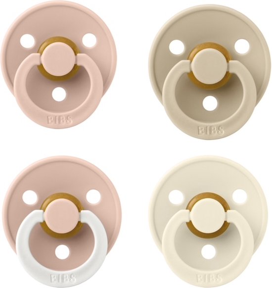 Bibs fopspeen 6-18 maand set 4 stuks Blush,Vanilla,Blush Glow en Ivory maat 2 van Bibs