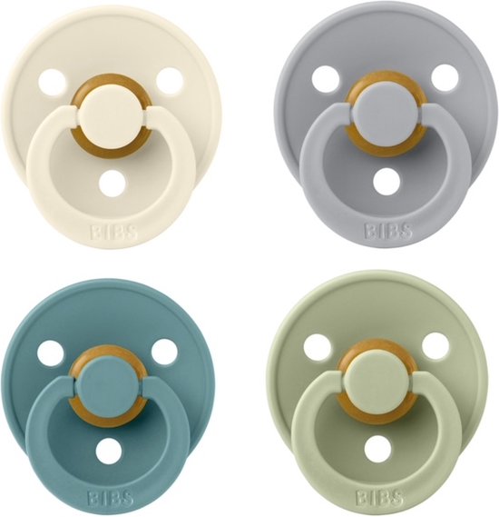 Bibs fopspeen 6-18 maand set 4 stuks Ivory,Cloud,Island Sea en Sage maat 2 van Merkloos