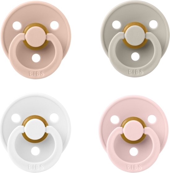 Bibs fopspeen 6-18 maand set 4 stuks Ivory,Sand,Blush en Blossom maat 2 van Bibs