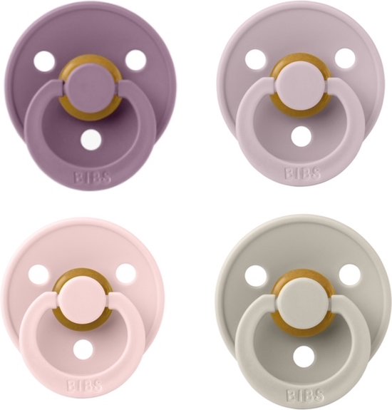 Bibs fopspeen 6-18 maand set 4 stuks Mauve,Dusky Lilac,Blush en Sand maat 2 van BIBS