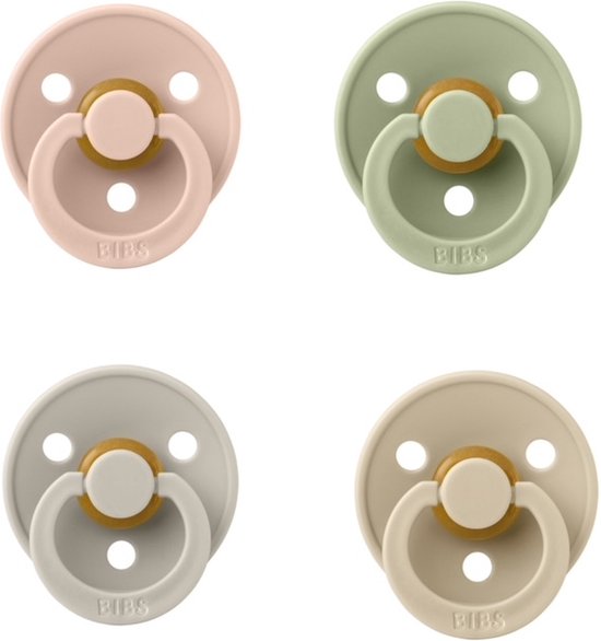 Bibs fopspeen 6-18 maand set 4 stuks Sage,Blush,Sand en Vanilla maat 2 van Bibs
