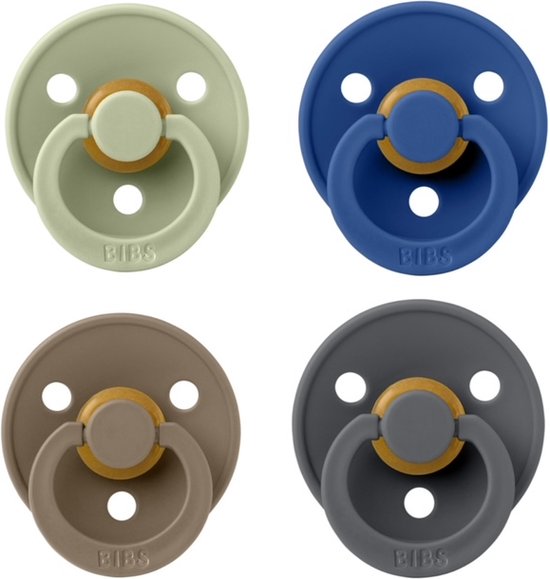 Bibs fopspeen 6-18 maand set 4 stuks Sage,Cornflower,Dark Oak en Iron maat 2 van Bibs