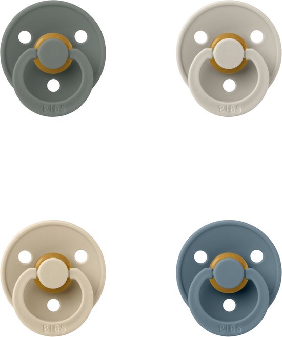 Bibs fopspeen 6-18 maand set 4 stuks Vanilla,Sand,Pine en Petrol maat 2 van Bibs