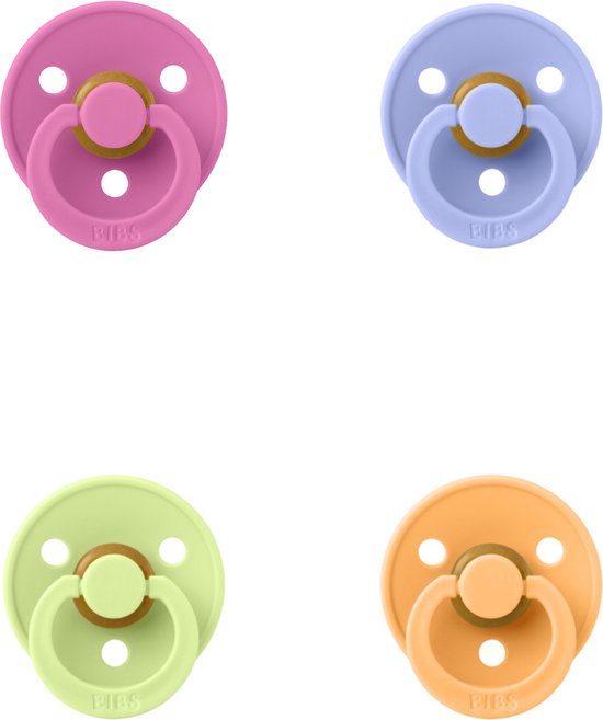 Bibs fopspeen 6-18 maanden set 4 stuks Bubblegum,Hush en Match en Sunkissed maat 2 van Bibs