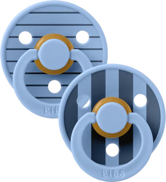 Bibs Fopspeen Latex Studio Pin Sky Blue Mix Size 2 (2-Pack) van BIBS