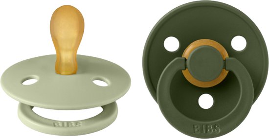 Bibs Fopspeen Latex Symmetrical 6-18mnd Sage / Hunter Green (2-Pack) van Bibs