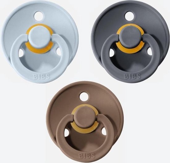 Bibs fopspeen - maat 2 6-18 maanden - 3 stuks - iron - dark oak - baby blue van Bibs