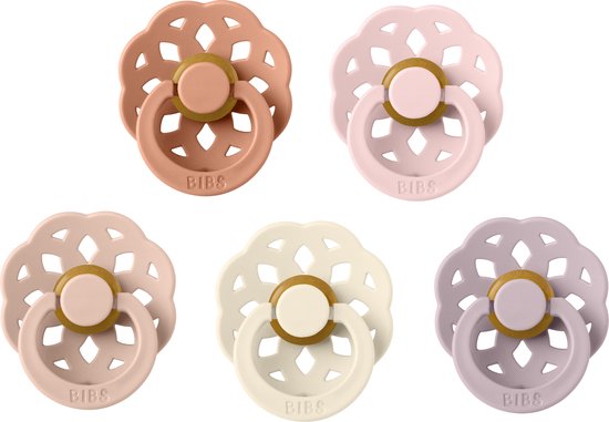 Bibs fopspeen - maat 2 6-18 maanden - 5 stuks - Boheme Ivory - Blossom - Blush - Peach - Dusky Lilac van BIBS