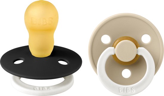 Bibs Fopspeen Round Black / Vanilla Glow Size 3 (2-Pack) van Bibs
