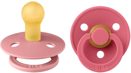 Bibs Fopspeen Round Dusty Pink / Coral Size 1 (2 stuks) van Bibs