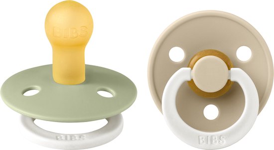 Bibs Fopspeen Round Sage / Vanilla Glow Size 1 (2-Pack) van Bibs