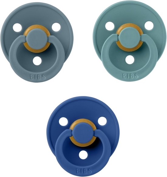 Bibs fopspeen set 3 stuks Petrol, Island Sea en Cornflower maat 1, 0-6 maanden van Merkloos