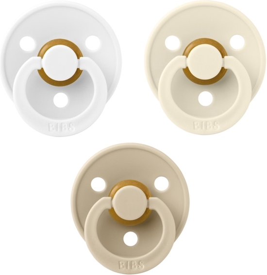 Bibs fopspenen 0-6 maand set 3 stuks White, Ivory en Vanilla Maat 1 van Bibs