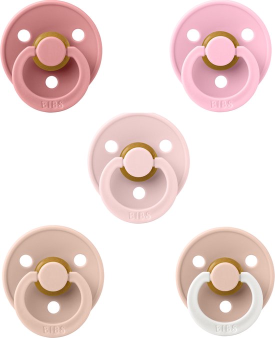 Bibs fopspenen 6-18 maand Barbie mix set 5 stuks Dusty Pink,Blossom,Baby Pink,Blush en Night Glow Blush maat 2 van Bibs