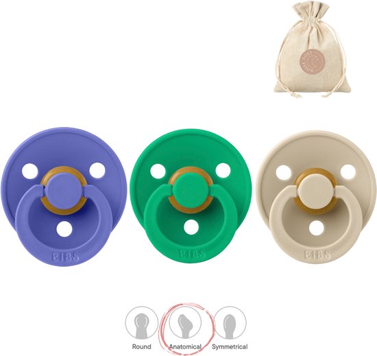 BIBS fopspenen anatomisch maat 1: grape, cactus en vanilla + BolleToet speenzakje