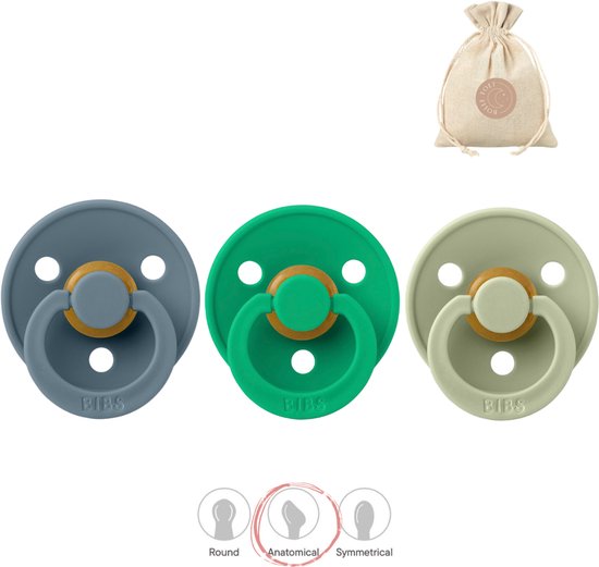 BIBS fopspenen anatomisch maat 2: petrol, cactus en vanilla + BolleToet speenzakje