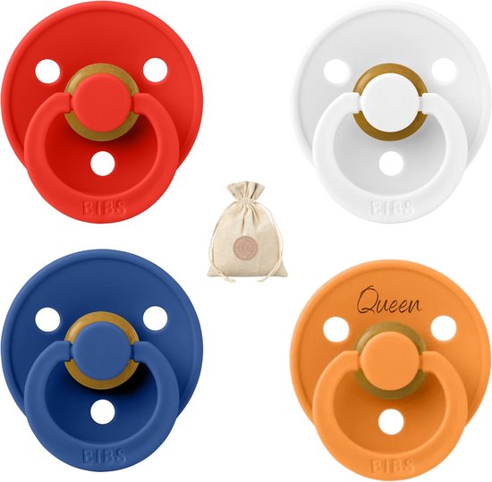 BIBS fopspenen QUEEN - maat 2 - Woodchuck, wit, blauw en oranje - Koningsdag - 6-18 maanden van Bibs