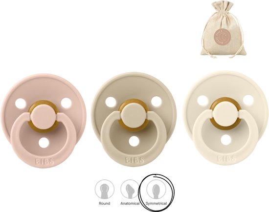BIBS fopspenen symmetrisch - maat 2 (6-18 maanden) - blush, vanilla en ivory van Merkloos