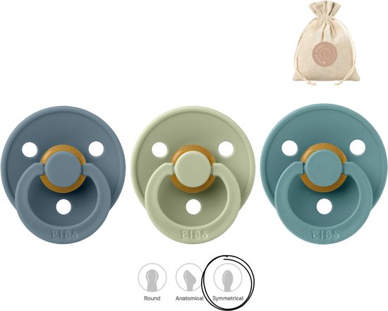 BIBS fopspenen symmetrisch - maat 2 (6-18 maanden) - sage, petrol, Island sea van Merkloos