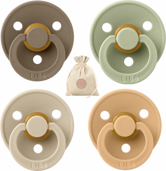 BIBS fopspenen - T1 -Dark Oak, Sage, Vanilla & Desert Sand -0-6 maanden - spenen - speen - fopspeen - BolleToet speenzakje van Bibs