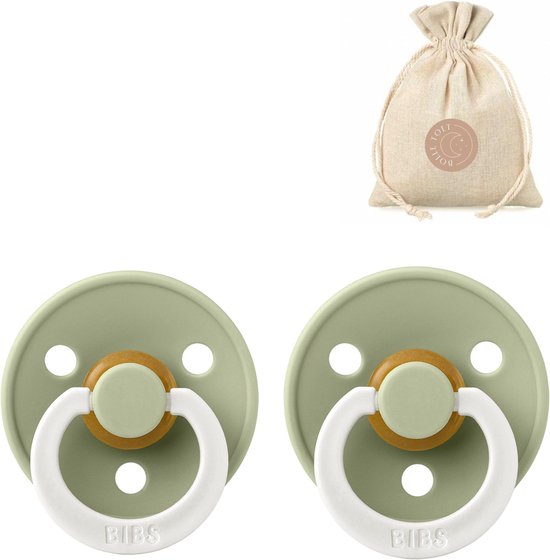 BIBS fopspenen T1 + speenzakje BolleToet - 2 stuks glow in the dark sage- 0-6 maanden van Bibs