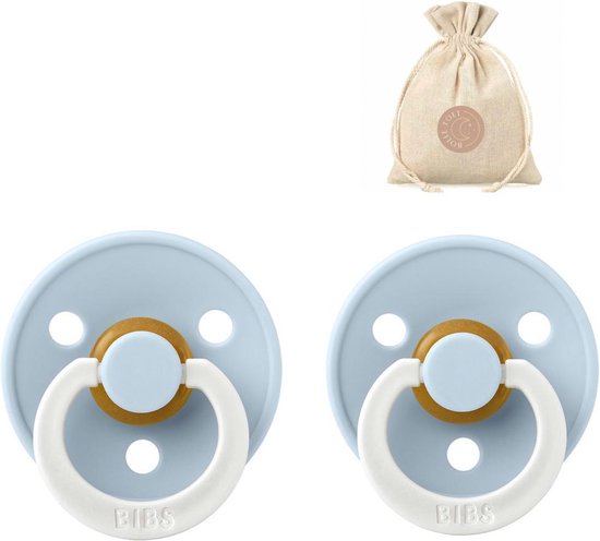 BIBS fopspenen T2 + speenzakje BolleToet - 2 stuks glow in the dark baby blue - 6-18 maanden van Bibs
