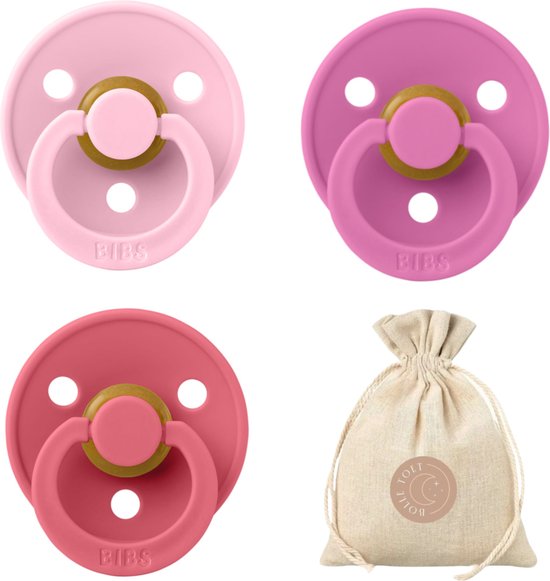 BIBS fopspenen T2 + speenzakje BolleToet - Baby Pink, Bubblegum, Coral - 6-18 maanden van Bibs