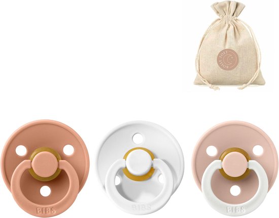 BIBS fopspenen T2 + speenzakje BolleToet - peach, white, glow in the dark blush - 6-18 maanden van Bibs