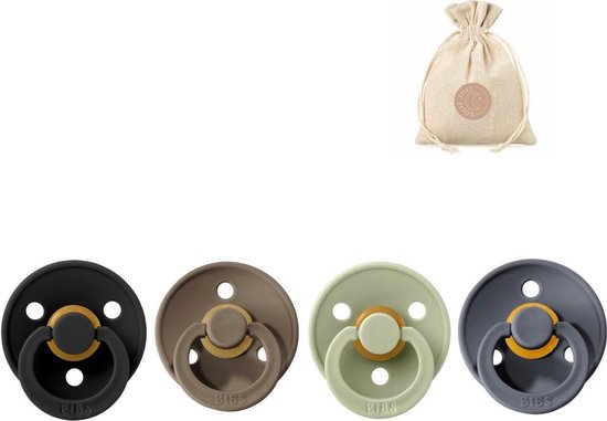 BIBS fopspenen T3 + speenzakje BolleToet - black, dark oak, iron, sage - 18+ maanden van Bibs