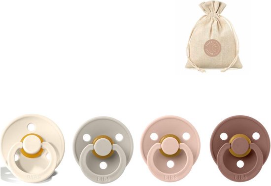 BIBS fopspenen T3 + speenzakje BolleToet - ivory, sand, blush, woodchuck - 18+ maanden van Bibs