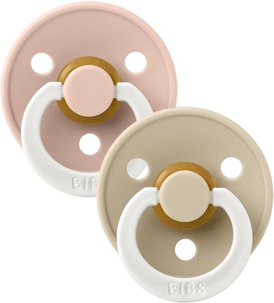 BiBS - Glow in the Dark - Maat 1 - Fopspeen - Symmetrisch - Blush Glow / Vanilla Glow van Bibs