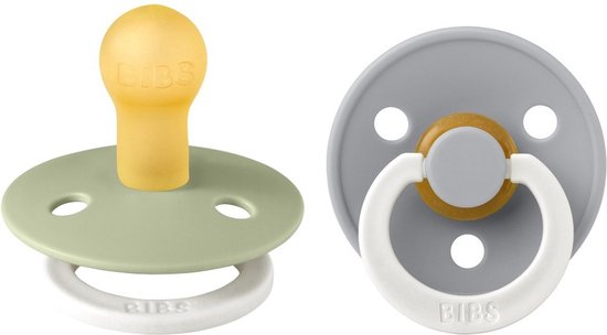 BiBS - Glow in the Dark - Maat 2 - Fopspeen - Symmetrisch - Sage Glow / Cloud Glow van Bibs