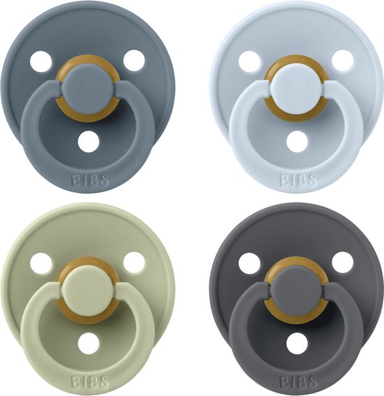 Bibs Petrol/Sage/Baby Blue/Iron 6-18 mnd 4 stuks Fopspeen 120461 van BIBS