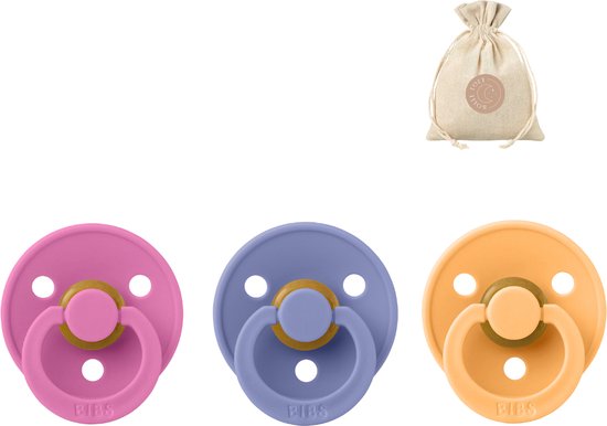 BIBS spenen T2 met speenzakje - Bubblegum, Peri en Sunkissed - 6 tot 18 maanden van Bibs