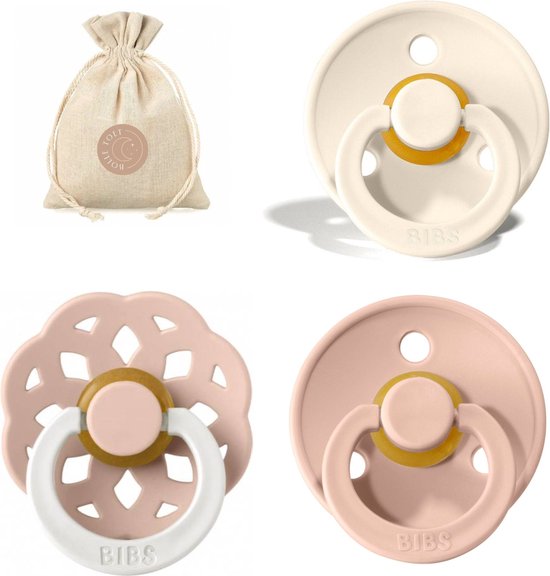 BIBS spenen T2 met speenzakje | Ivory, Blush, Boheme Blush Glow in the dark | 6 tot 18 maanden van Bibs