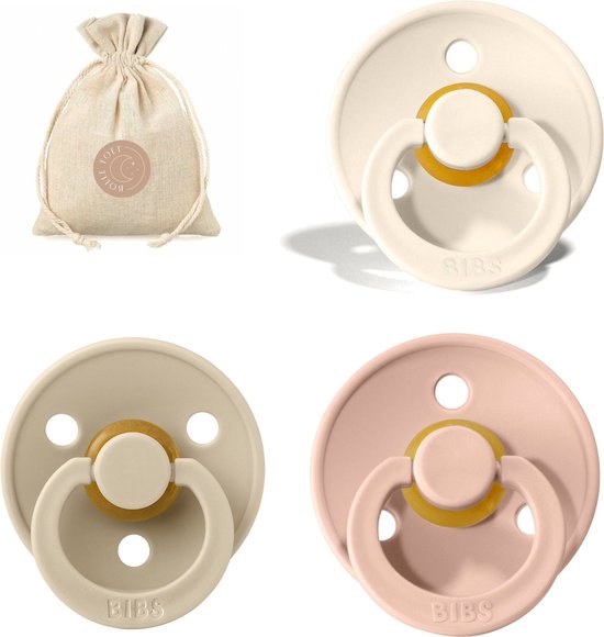 BIBS spenen T2 met speenzakje | Ivory, Vanilla, Blush | 6 tot 18 maanden van Bibs