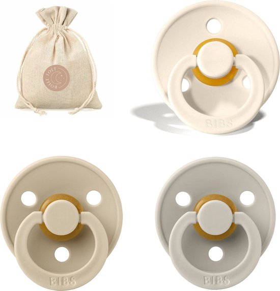 BIBS spenen T2 met speenzakje | Ivory, Vanilla, Sand| 6 tot 18 maanden van Bibs