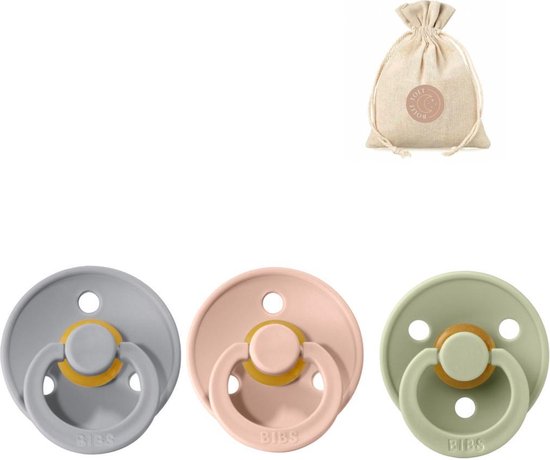 BIBS spenen T3 met speenzakje - Cloud, blush en sage - 18 tot 24 maanden van Bibs