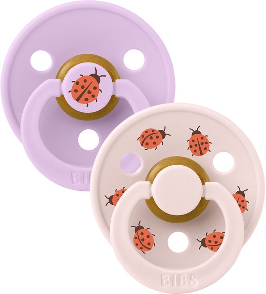 BiBs Studio Colour Fopspeen - Rond - 2 Stuks - 0-6 Mnd - Ladybug Violet Sky Mix van Merkloos