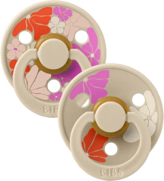 BiBs Studio Morning Bloom Fopspeen - 6-18 Mnd - 2 Stuks - Vanilla van BIBS
