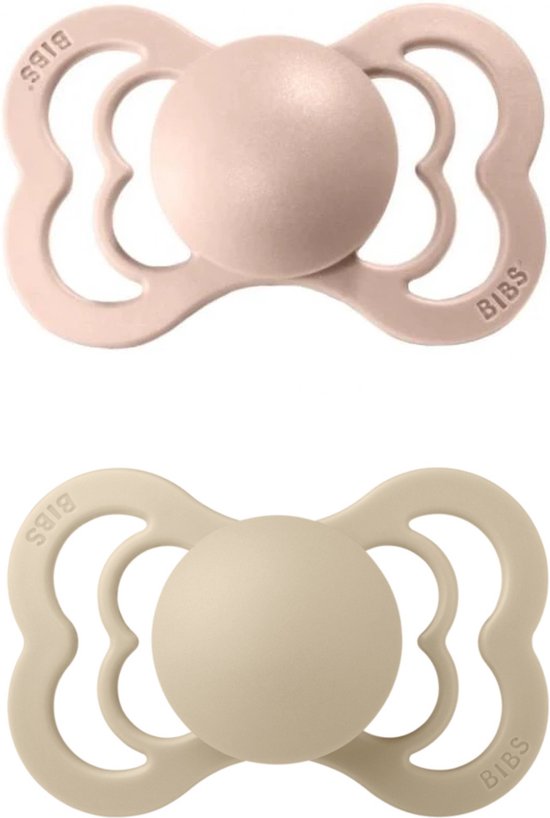 BiBS - Supreme Collection - Stage 1 Fopspeen - 0/6 maanden - 2 stuks - Ivory / Blush van Bibs