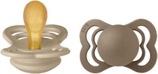 BiBS - Supreme Collection - Stage 1 Fopspeen - 0/6 maanden - 2 stuks - Vanilla / Dark Oak van Bibs