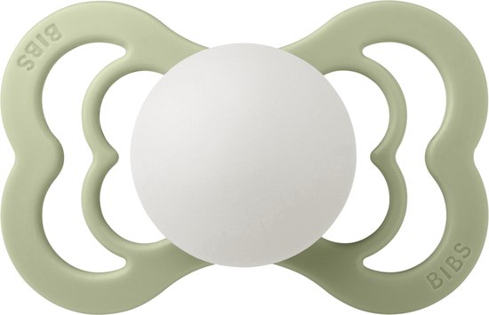 BIBS Supreme Fopspeen - Maat 2 6-18 maanden - Latex – Glow in the dark Sage van Bibs